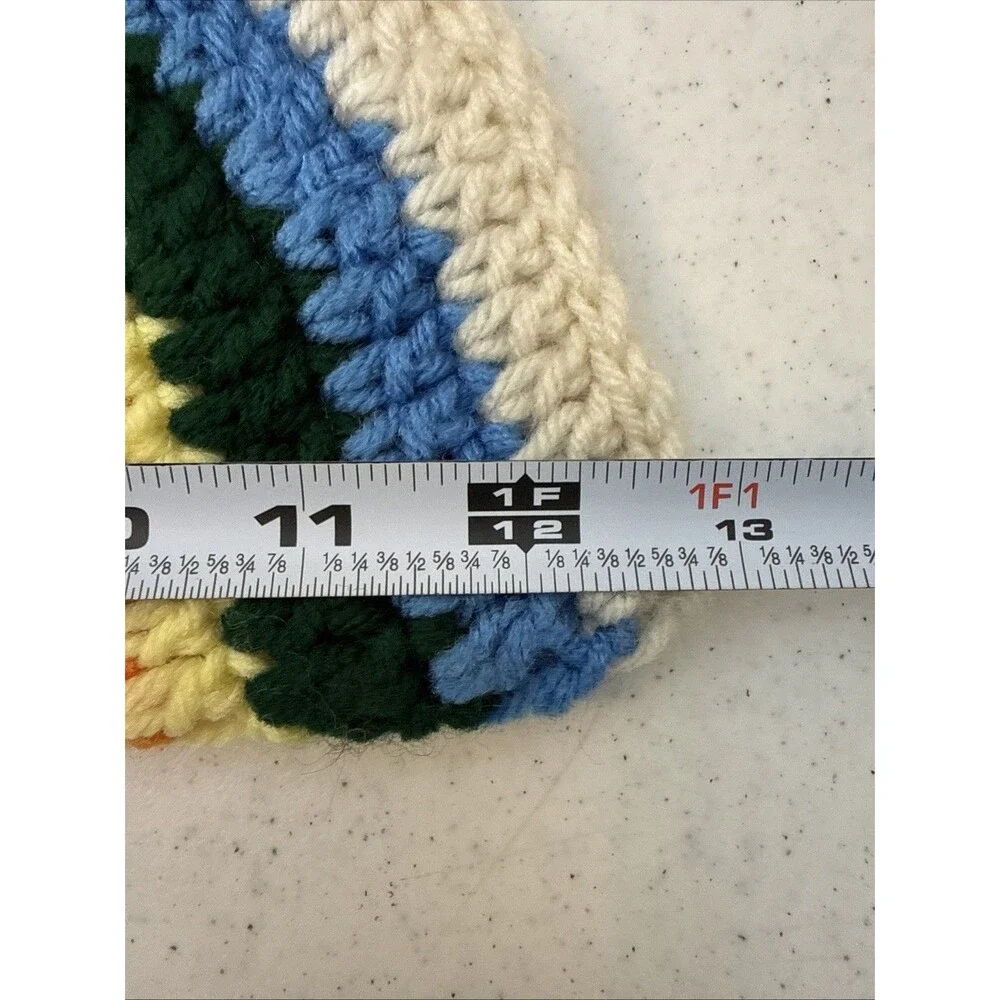 Vintage Rainbow Handmade Crochet Knit Pot Holders Trivets Hot Pads Kitchen Retro
